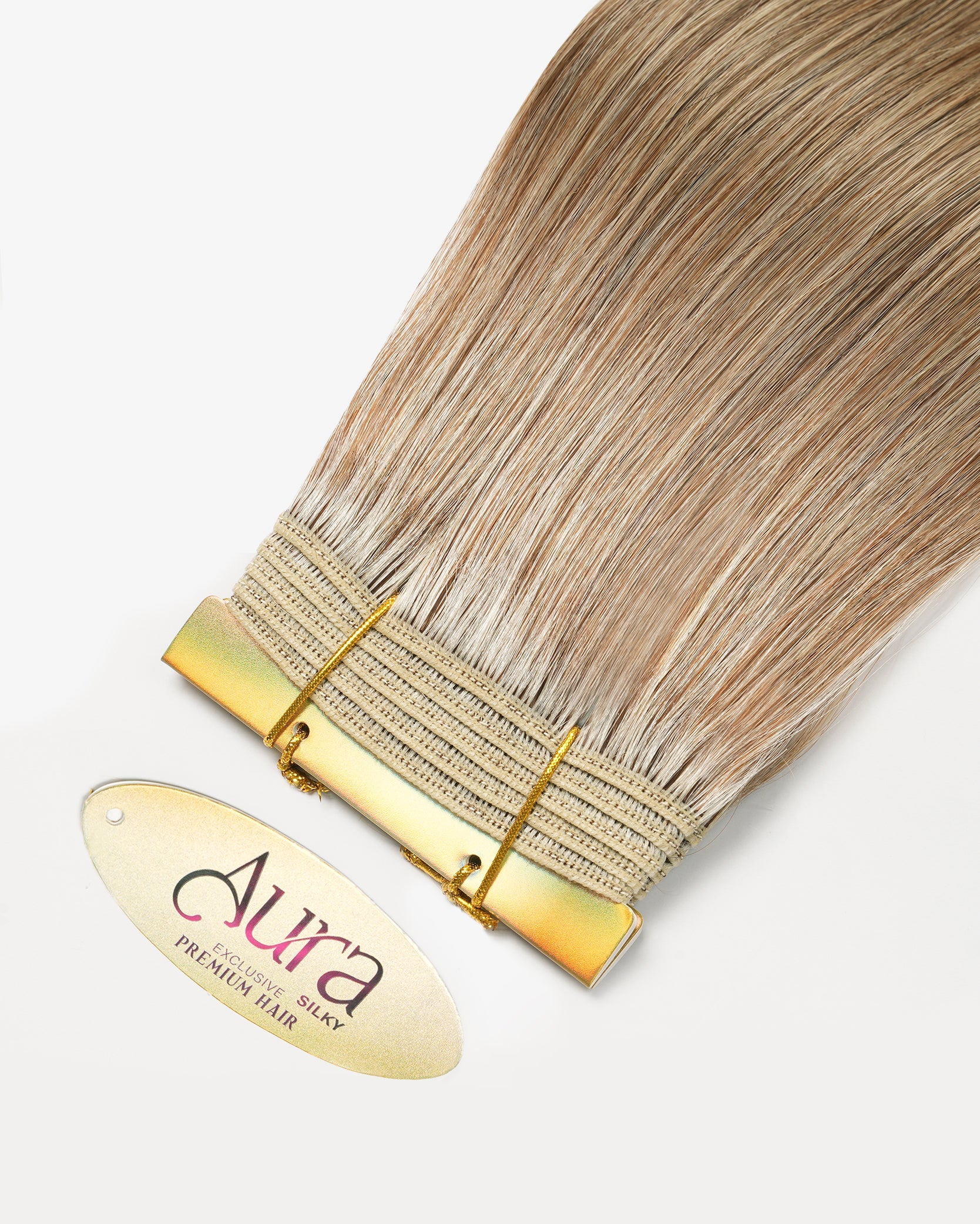 Aura Weft Hair Extensions Medium Brown with Platinum Blonde #4/613