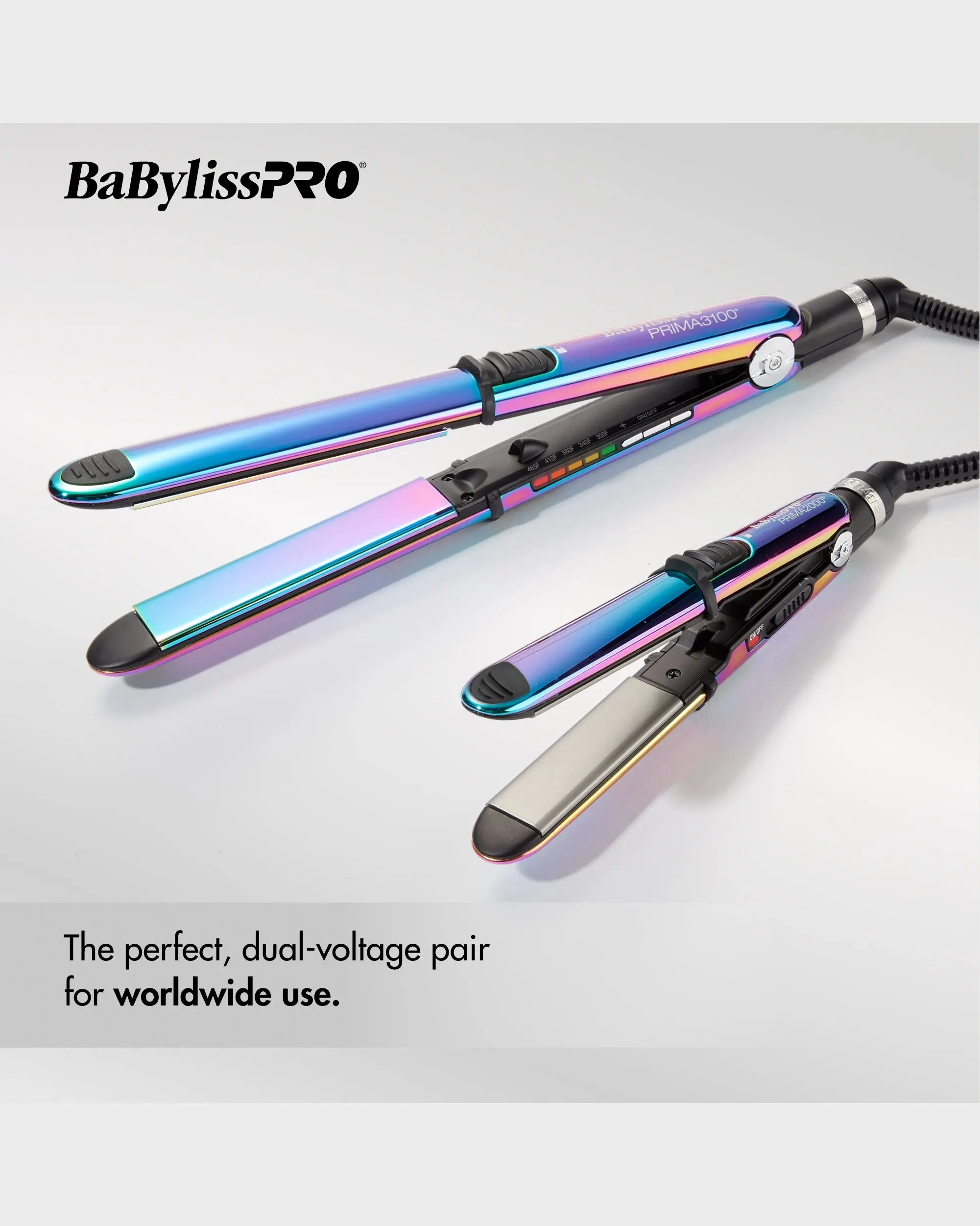 BaBylissPRO Nano Titanium Prima Styling Iron Set – Limited Edition Iridescent 0.75" & 1" Flat Iron Duo
