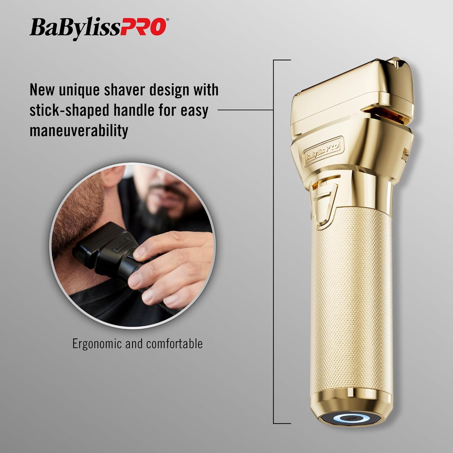BaBylissPRO FXONE GOLDFX Double Foil Cordless Shaver – Professional Finishing Shaver with Interchangeable Battery
