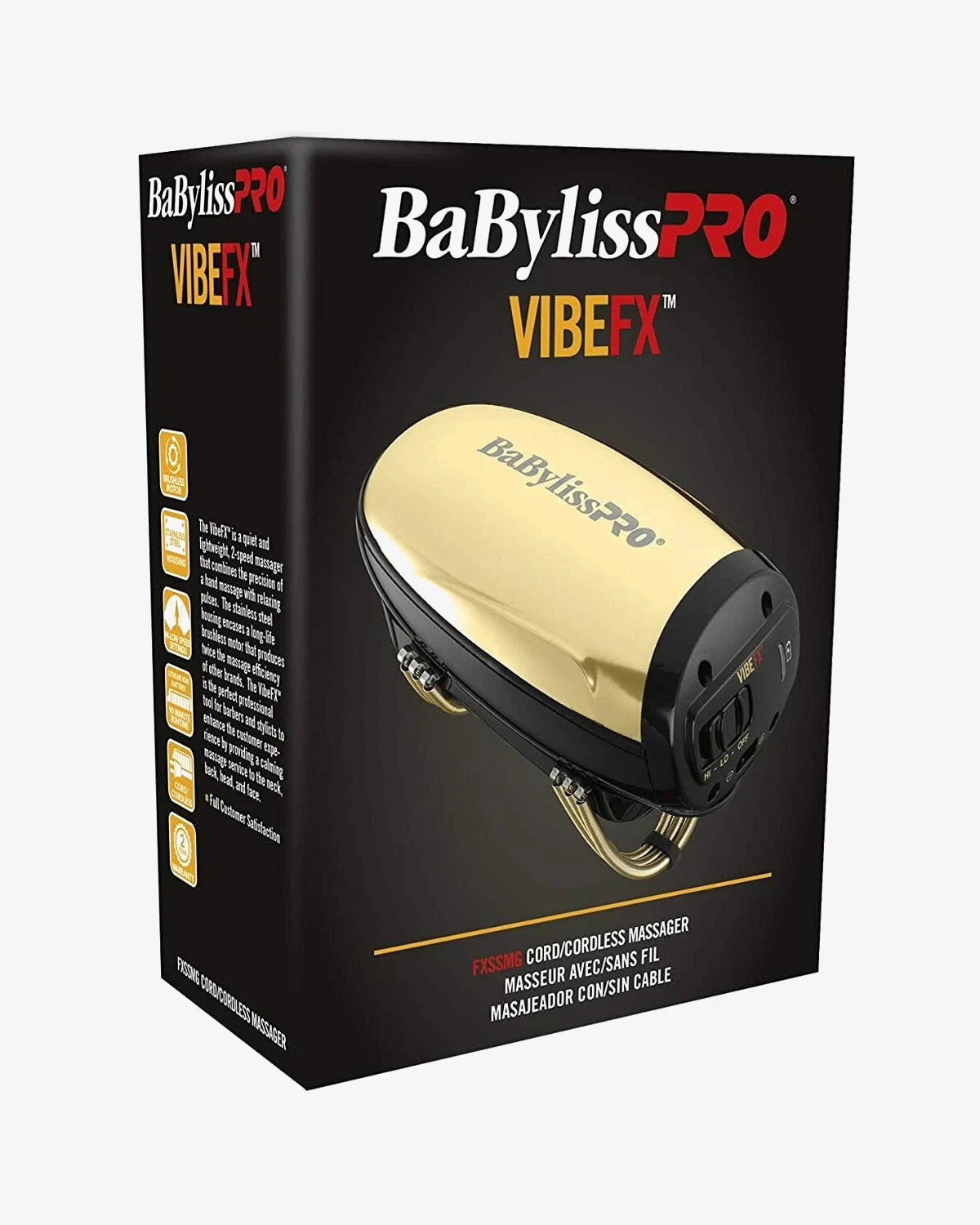 BaBylissPRO VIBEFX Cord/Cordless Massager Gold (FXSSMG)
