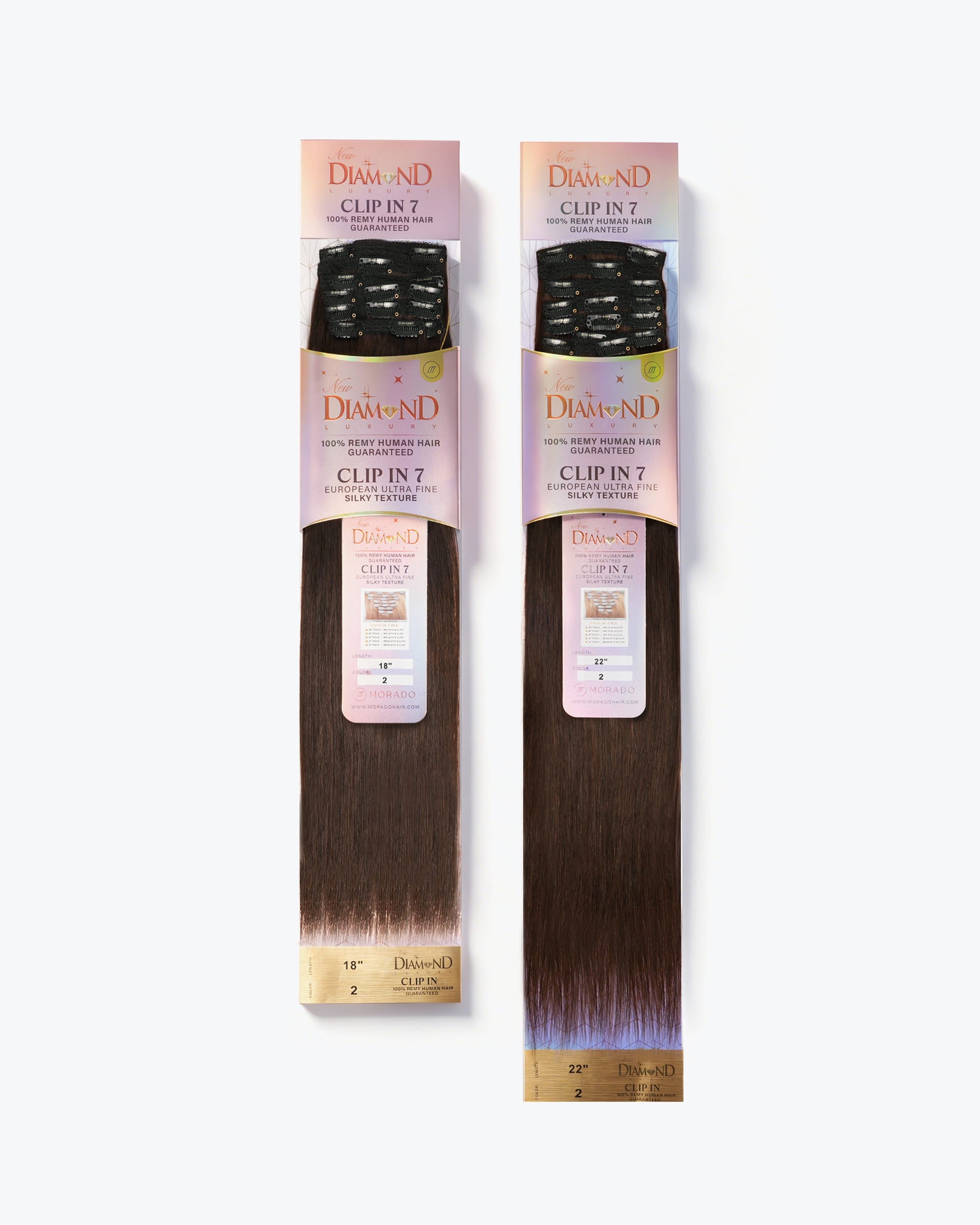 Diamond 7-piece clip-in hair extensions retail packaging, alternate view