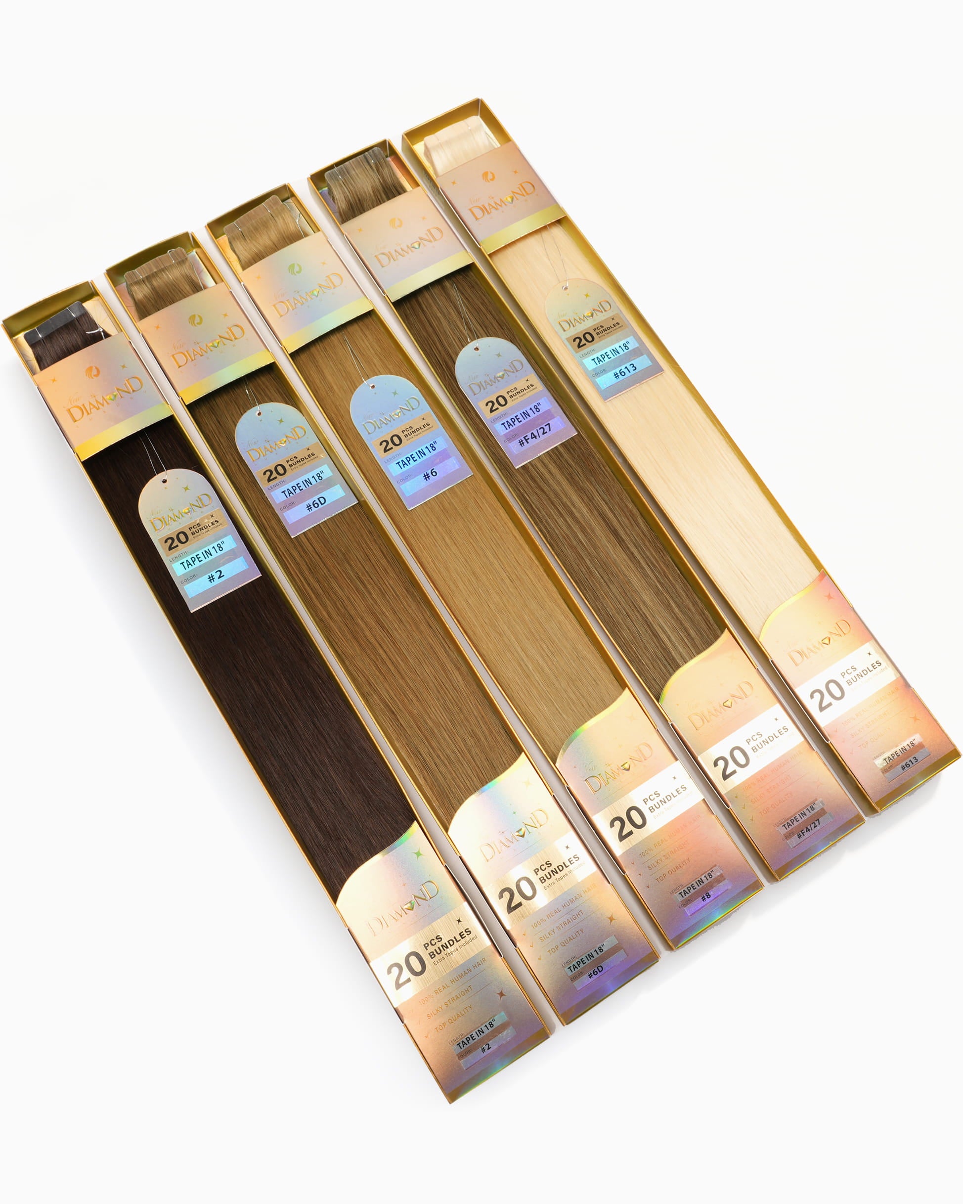 Diamond Tape-In hair extensions retail packaging