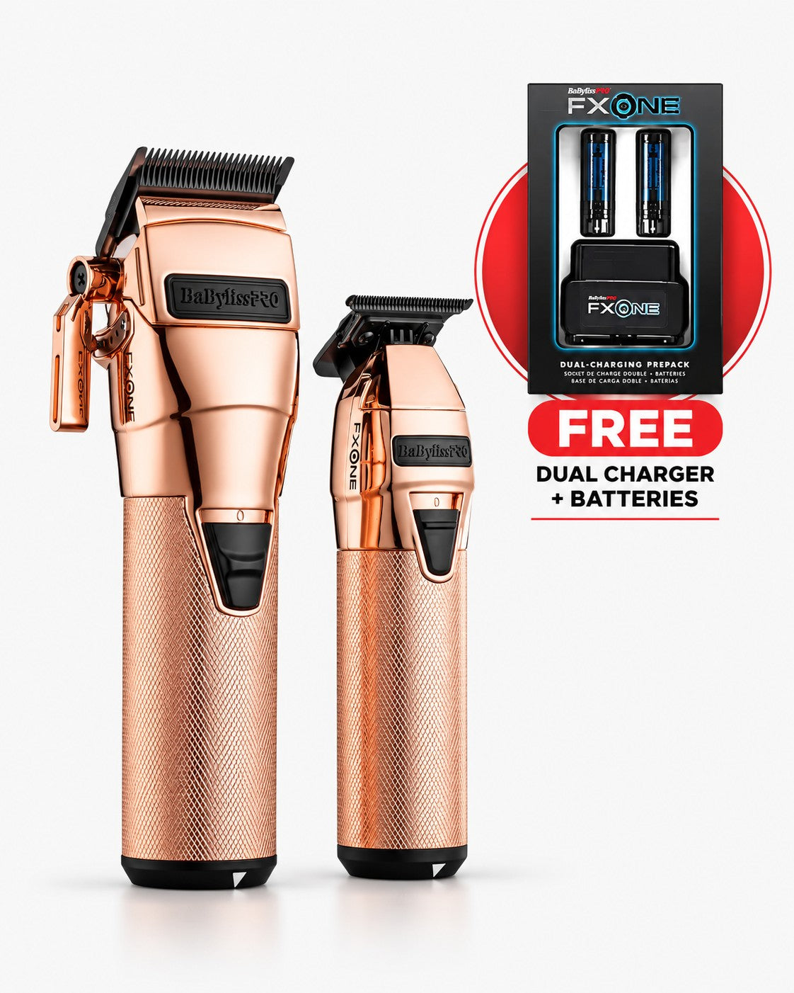 BaBylissPRO FXONE CLIPPER/TRIMMER PREPACK ROSE GOLD (Bonus! Free Dual Charger)