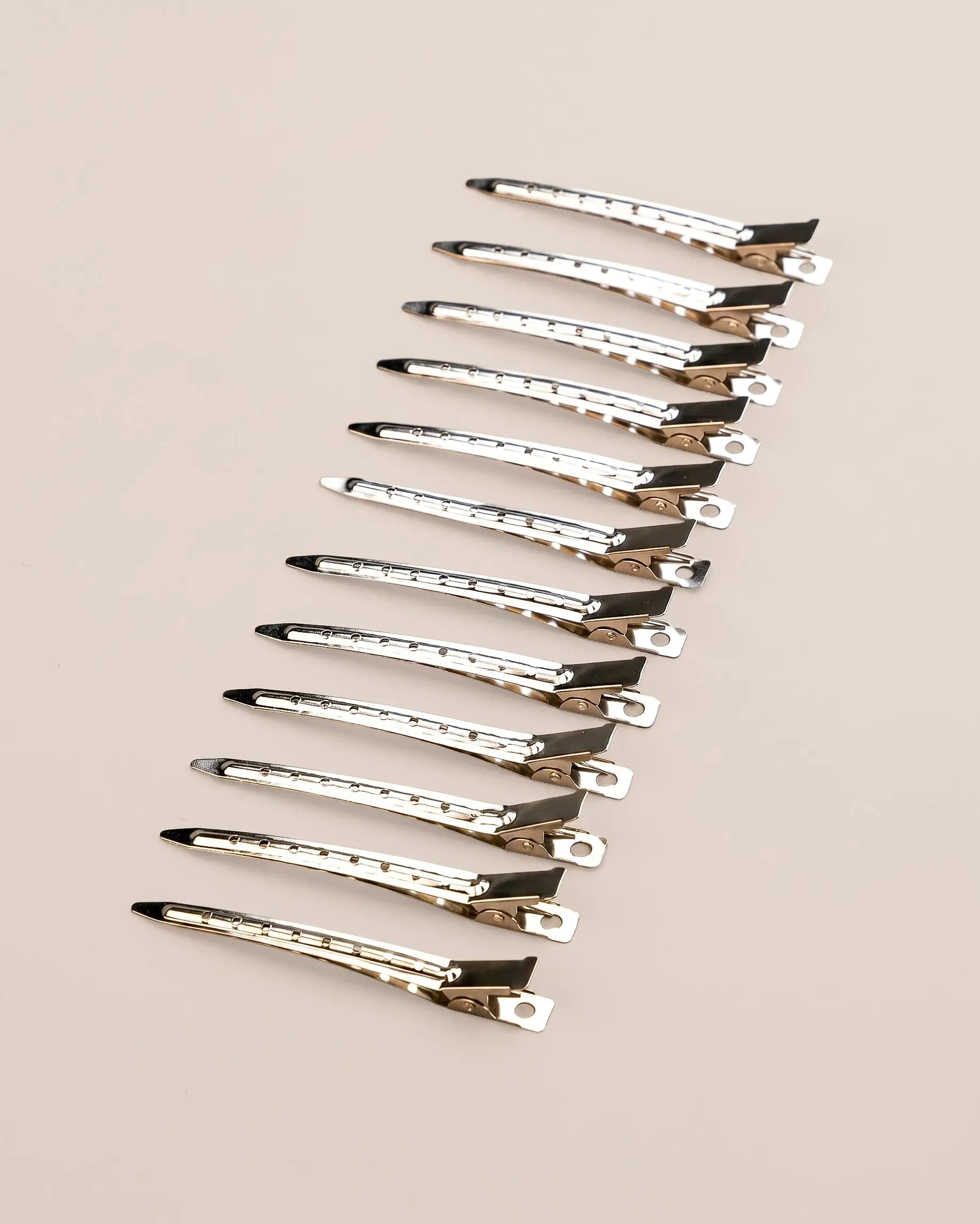 Diamond Metal Duckbill Clips (12 Pack) – Stainless Steel Sectioning Clips for Styling & Hair Extensions (3.5”)
