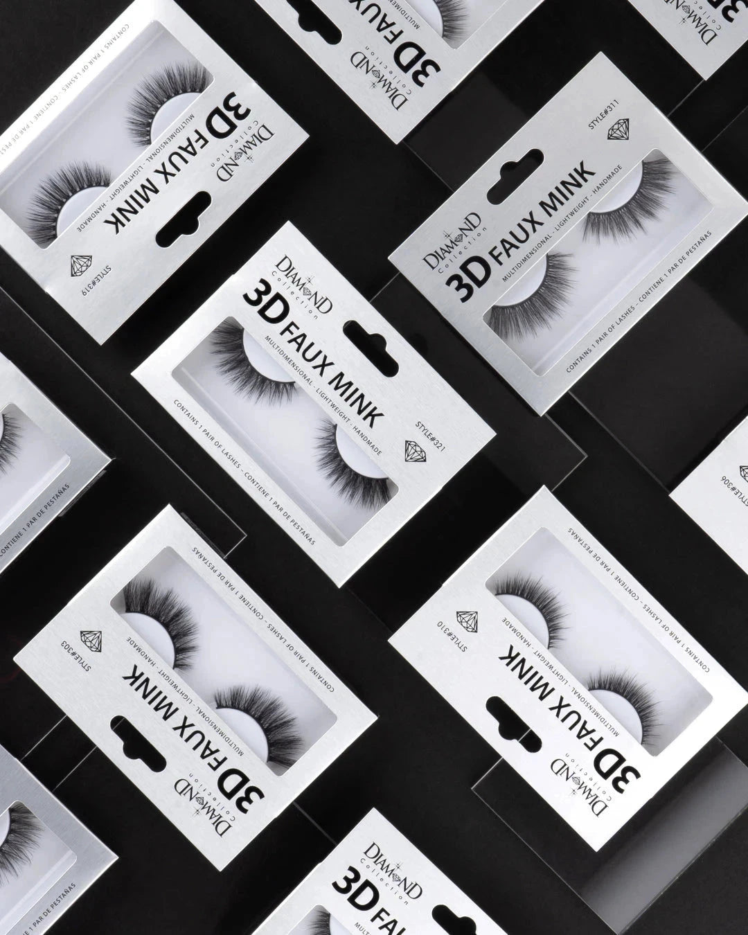 Diamond 3D Faux Mink Lashes Style #304 – Voluminous, Multi-Layered, Reusable, Dramatic Full Glam