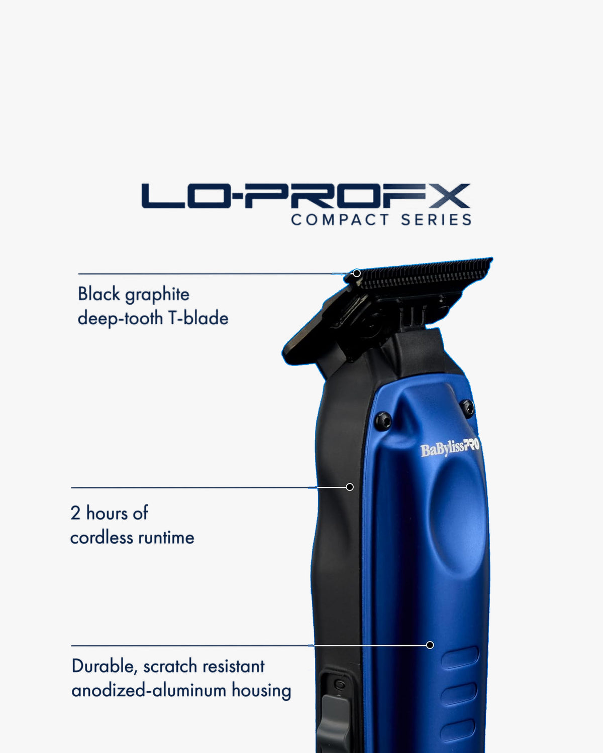BaBylissPRO LO-PROFX Compact Series trimmer Infographic