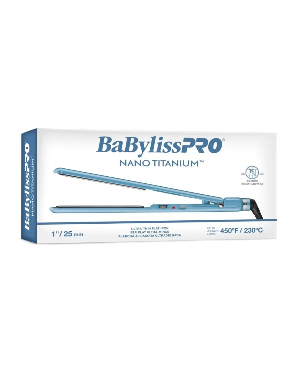 BaBylissPRO Nano Titanium 1" Ultra-Thin Flat Iron (BNT4072TUC) package