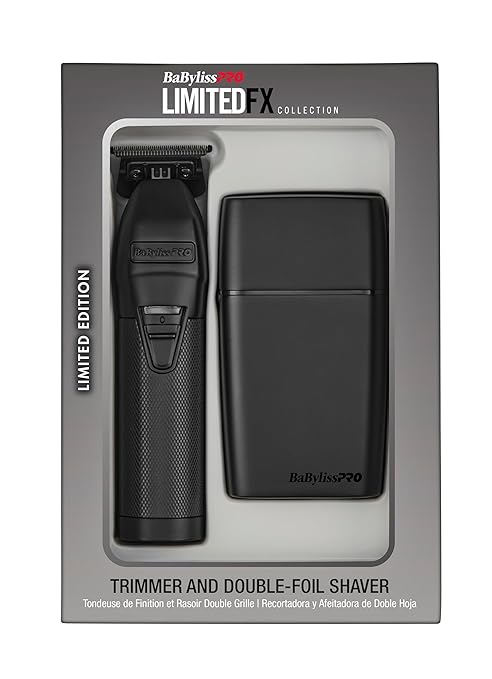 BABYLISSPRO LIMITEDFX MATTE BLACK TRIMMER & DOUBLE FOIL SHAVER COMBO