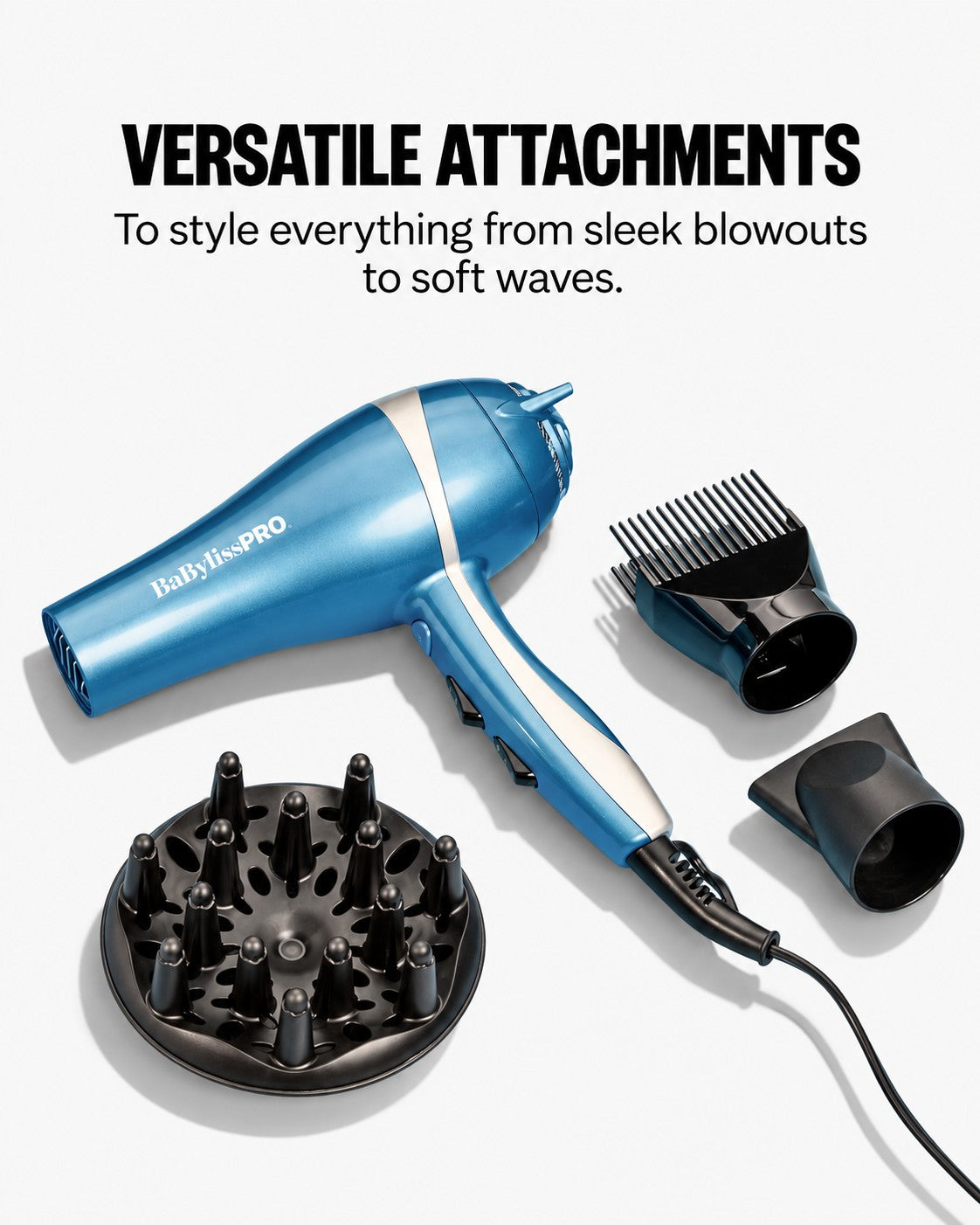 BaBylissPRO Nano Titanium Professional Ionic Dryer 2000W High-Power Hair Dryer with Ionic Technology Attachments