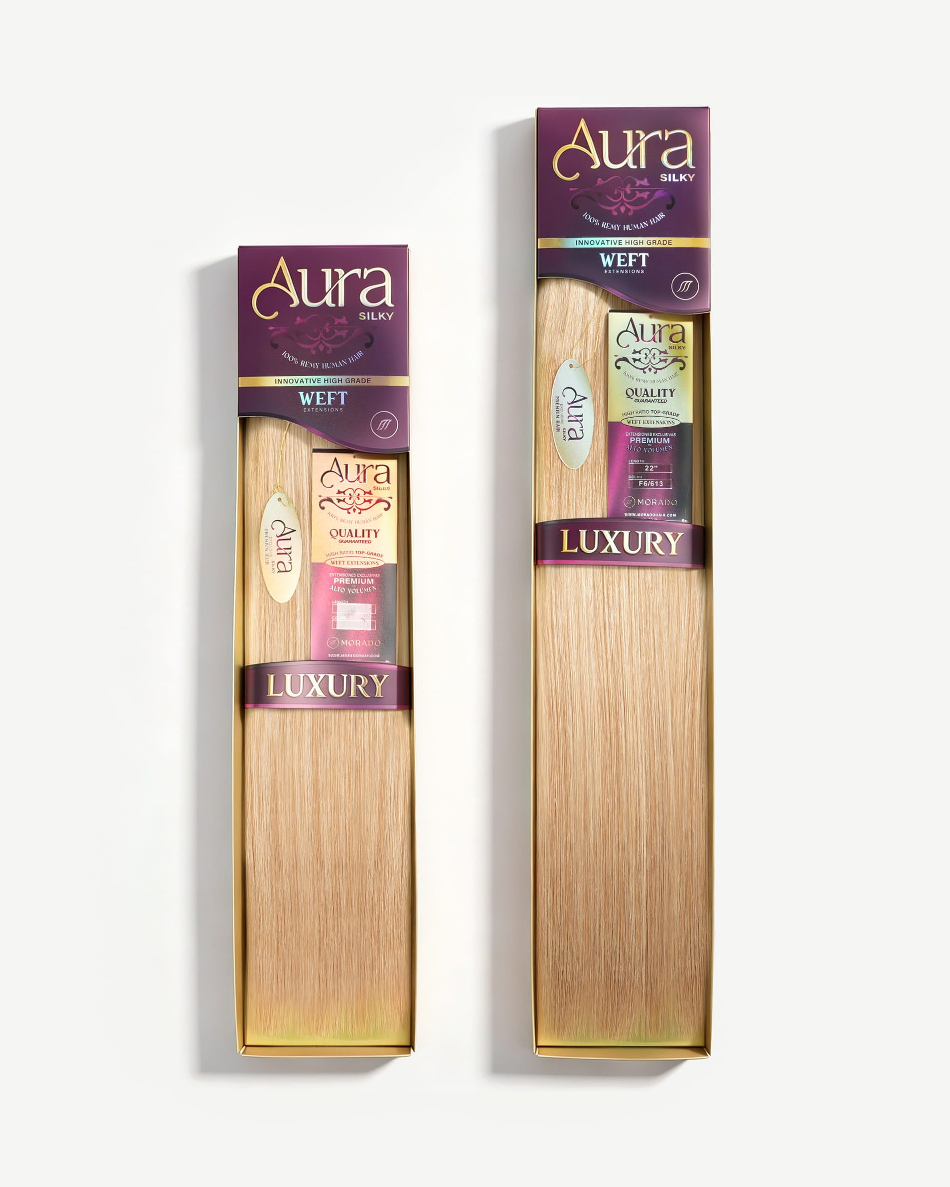 Aura Weft hair extensions retail packaging, alternate view
