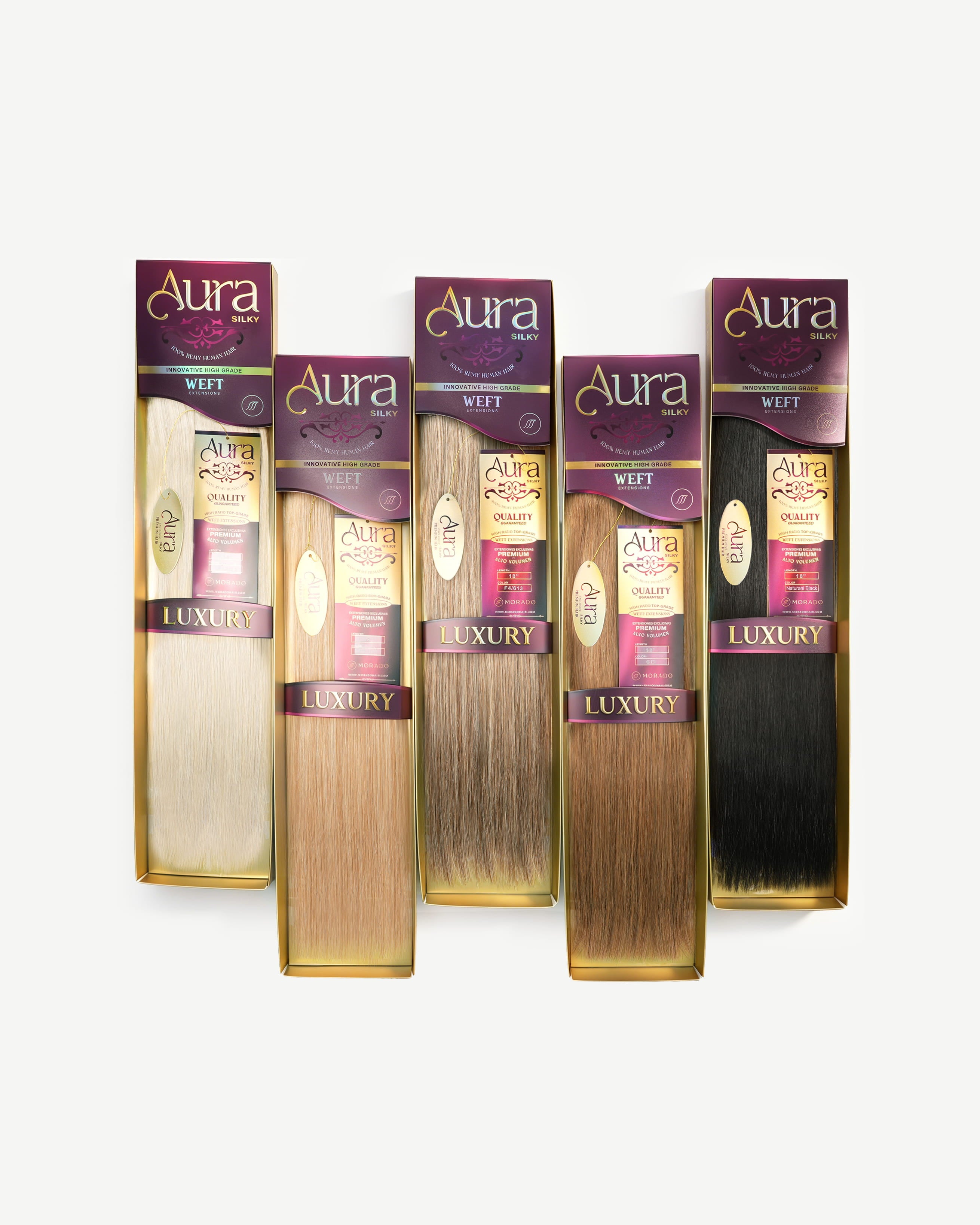 Aura Weft hair extensions retail packaging
