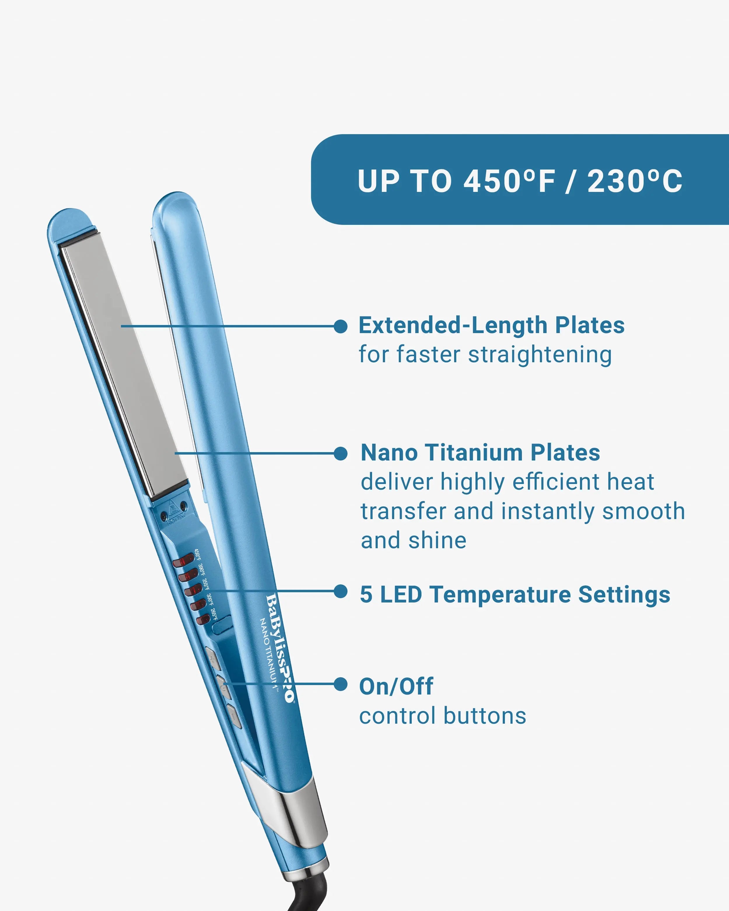 BaBylissPRO Nano Titanium 1" Ultra-Sleek Hair Straightener – Professional Flat Iron for Smooth, Shiny Styling