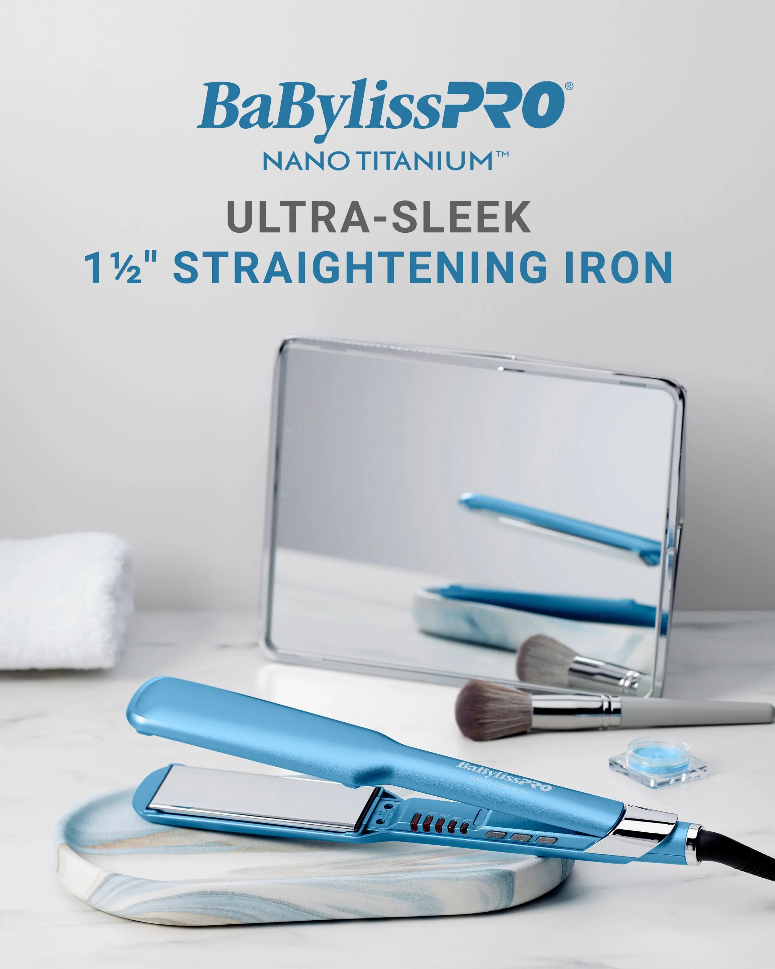 BaBylissPRO Nano Titanium 1.5" Ultra-Sleek Hair Straightener – Professional Flat Iron for Smooth, Shiny Results