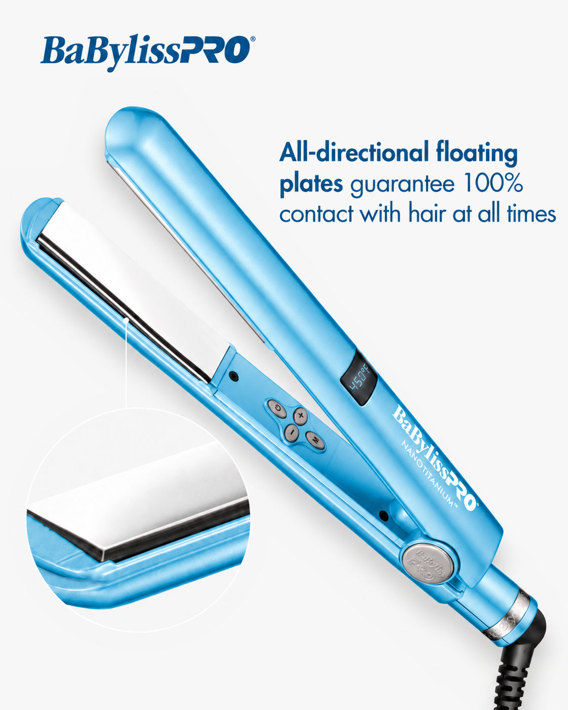 BaBylissPRO Nano Titanium 1" Digital Straightener infographic