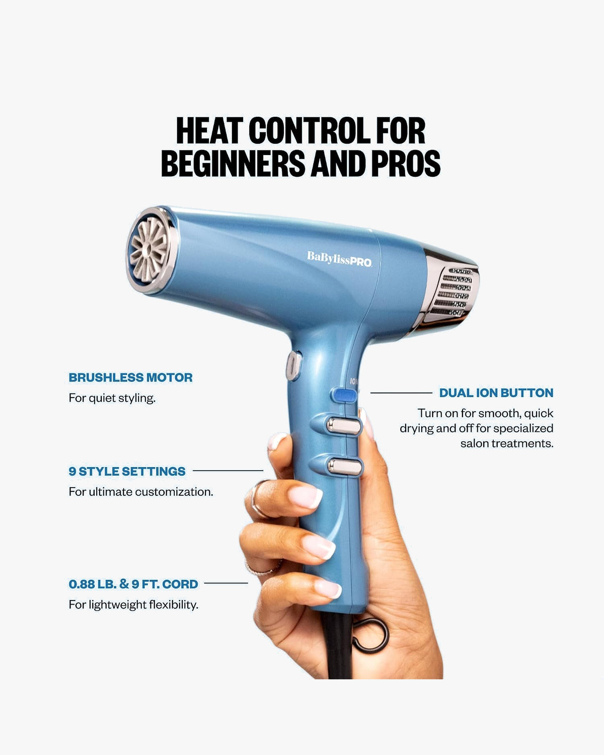 BaBylissPRO Nano Titanium Pro High-Speed Dual Ionic Dryer INFOGRAPHIC
