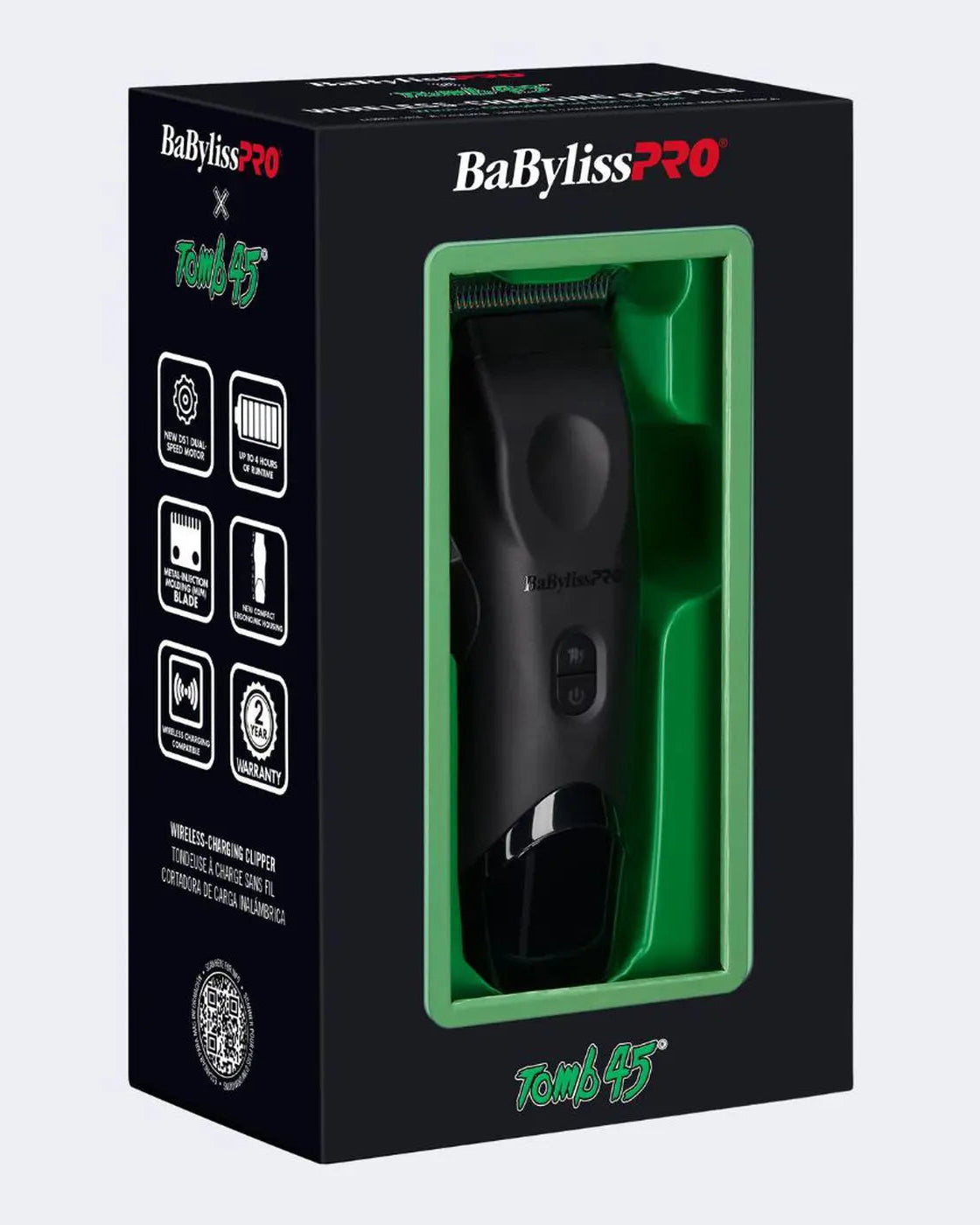 BaBylissPRO x Tomb45 Wireless-Charging Hair Clipper Pkg Side