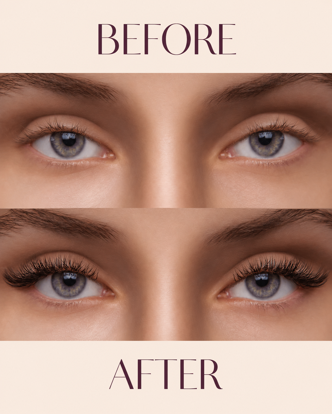 Before and After Mink Extensions