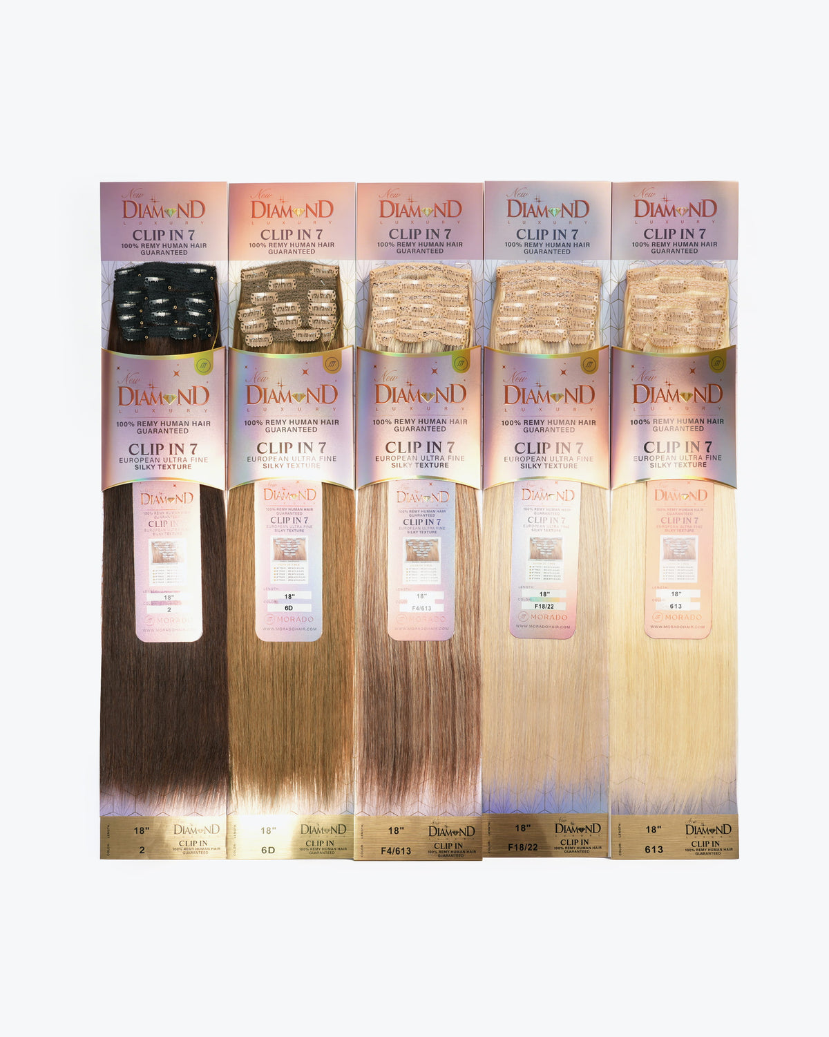 Diamond 7-piece clip-in hair extensions retail packaging