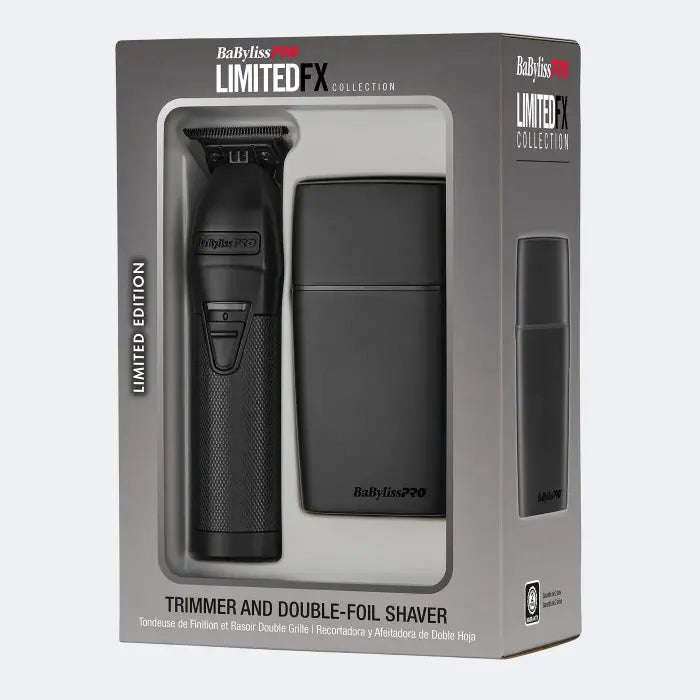 BaBylissPro grooming kit with trimmer and double-foil shaver in packaging