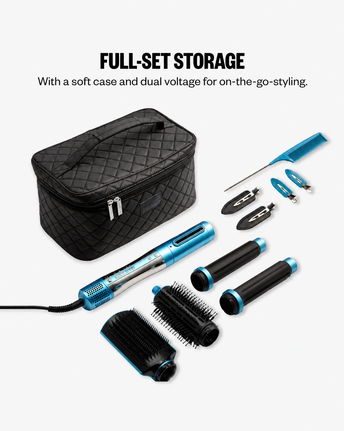 BaBylissPRO The Style/Switch 5-in-1 Air Styling and Drying System, Ionic Lightweight Multi-Styler Hot Air Styler BNTSSSW-4PK Full Set Storage