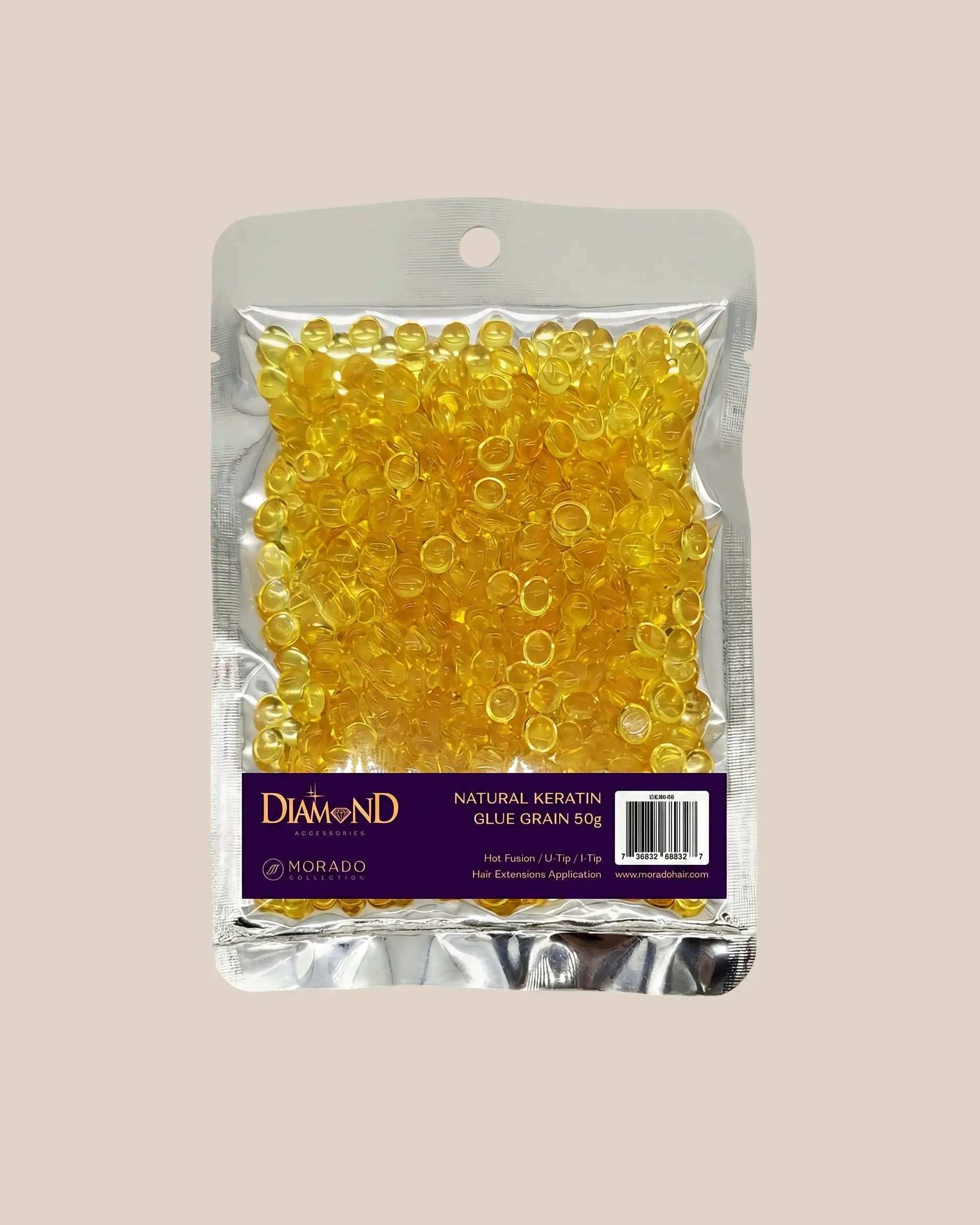 Diamond Natural Keratin Glue Grain 50g – Heat Activated Bonding Adhesive for Hair Extensions (Amber) 