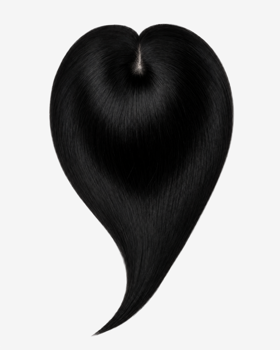 Morado_AuraMorado_Aura_Topper_in_Jet_Black_1_full-length_hero_shot_of_the_human_hair_topper_Topper_in_Jet_Black_1_top_view_showing_natural_part_and_crown_coverage