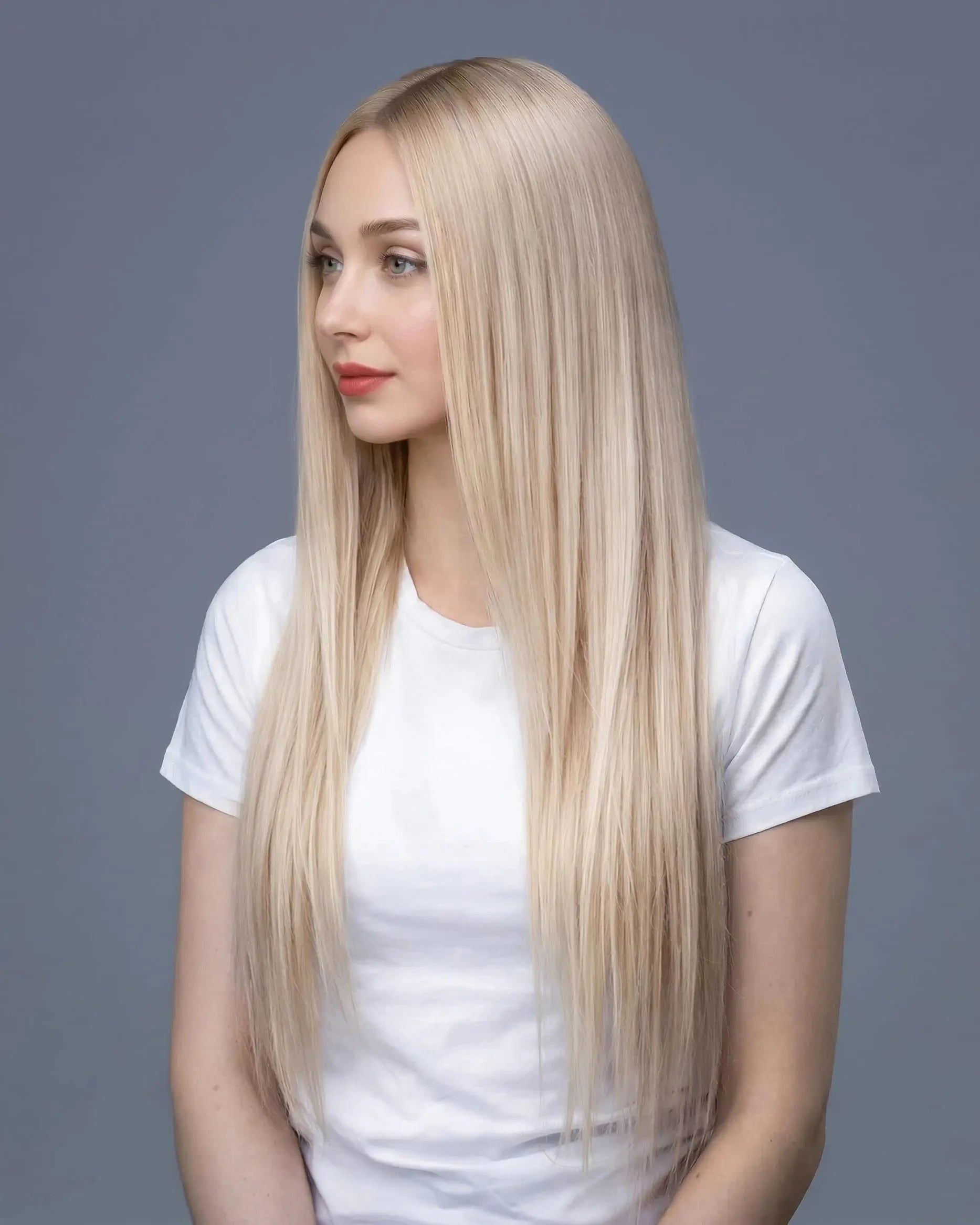 Remy Human Hair Extensions Ash Blonde with Strawberry Blonde 18.22_front