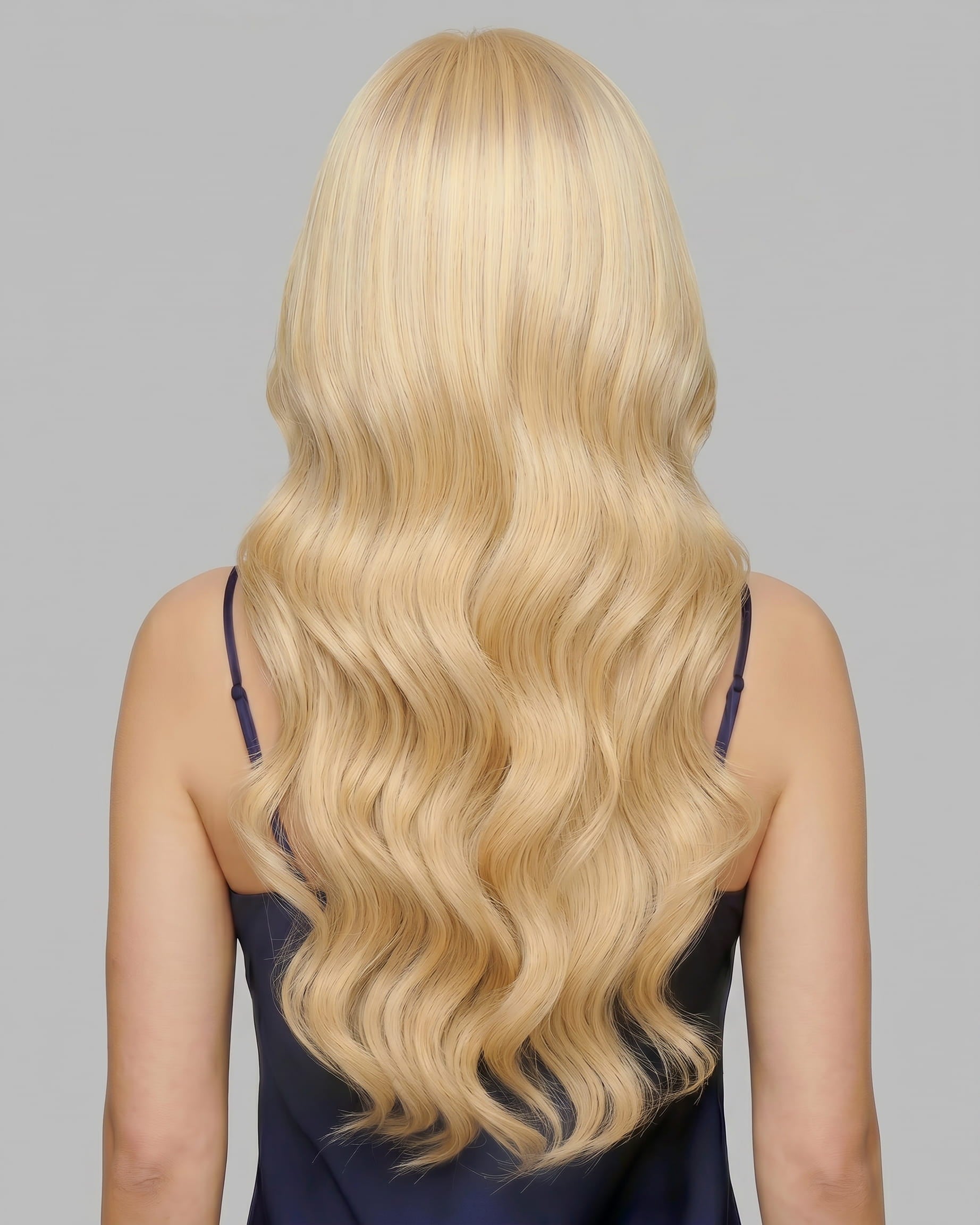 Remy Human Hair Extensions Strawberry Blonde with Platinum Blonde_12.613