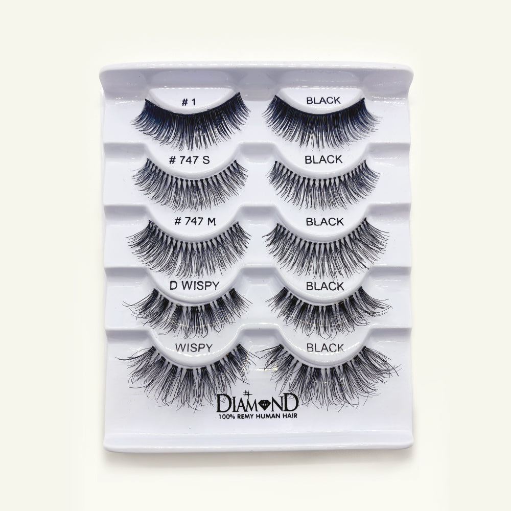 DIAMOND HUMAN HAIR EYELASHES 5 PAIRS PACK